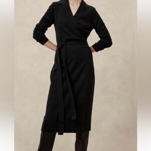 Banana Republic ribbed Black sweater Wrap Dress